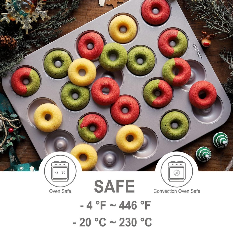 chefmade Donut Mold Cake Pan, 20-Cavity Non-Stick Ring Doughnut Bakeware for Oven Baking (Champagne Gold) - Image 4