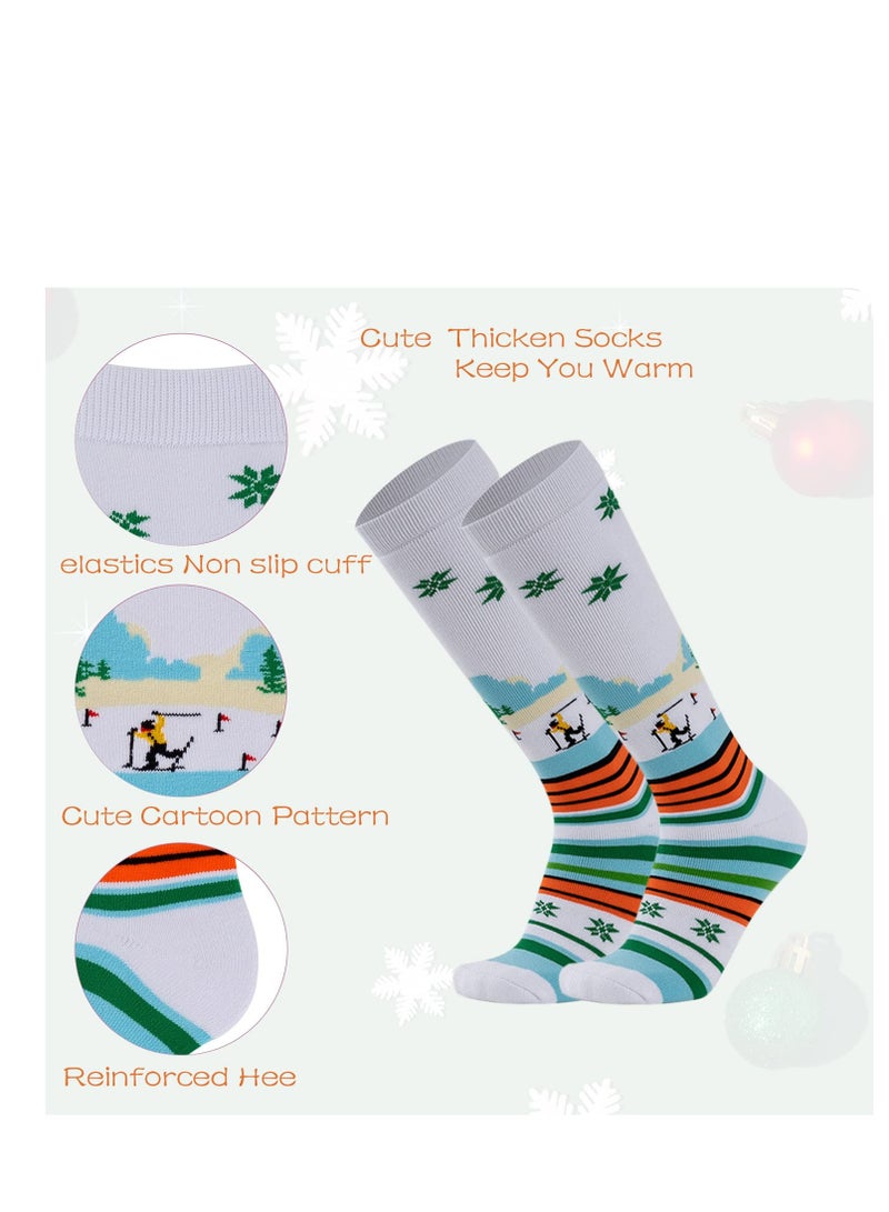 SYOSI Kids Ski Socks, 2 Pairs Knee-high Warm Cotton Snowboard Skating Socks, Winter Warm Socks, Warm Thick Outdoor Long Ski Socks, Winter Warm Snowboard Thermal Socks,  for Boys and Girls Skiing Skating - Image 3