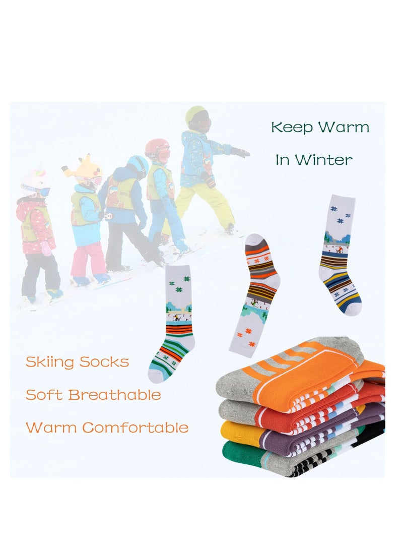 SYOSI Kids Ski Socks, 2 Pairs Knee-high Warm Cotton Snowboard Skating Socks, Winter Warm Socks, Warm Thick Outdoor Long Ski Socks, Winter Warm Snowboard Thermal Socks,  for Boys and Girls Skiing Skating - Image 4