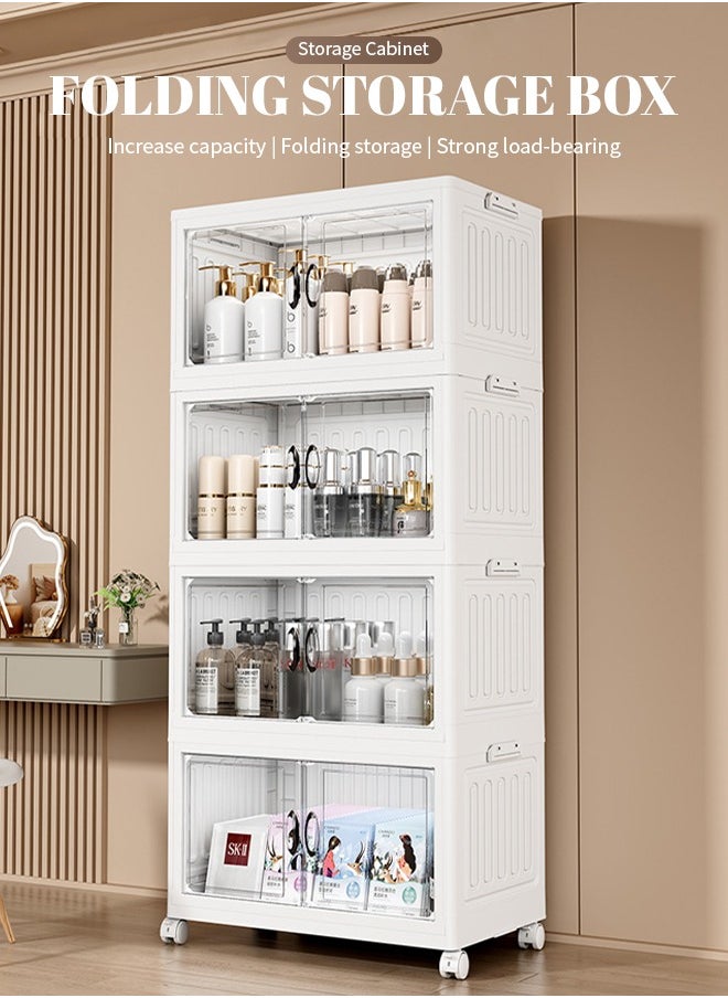 Generic 3-Layer Storage Cabinet, Large-Capacity Foldable Drawer Shelves , Wheels and Doors, Suitable as Wardrobe Storage Box and Hat Storage Box  - Image 2
