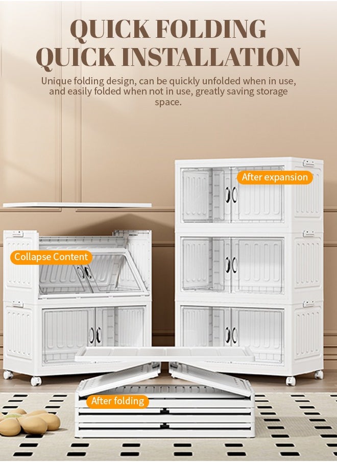 Generic 3-Layer Storage Cabinet, Large-Capacity Foldable Drawer Shelves , Wheels and Doors, Suitable as Wardrobe Storage Box and Hat Storage Box  - Image 4