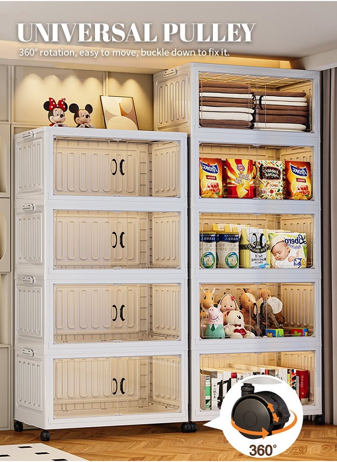 Generic 3-Layer Storage Cabinet, Large-Capacity Foldable Drawer Shelves , Wheels and Doors, Suitable as Wardrobe Storage Box and Hat Storage Box  - Image 5