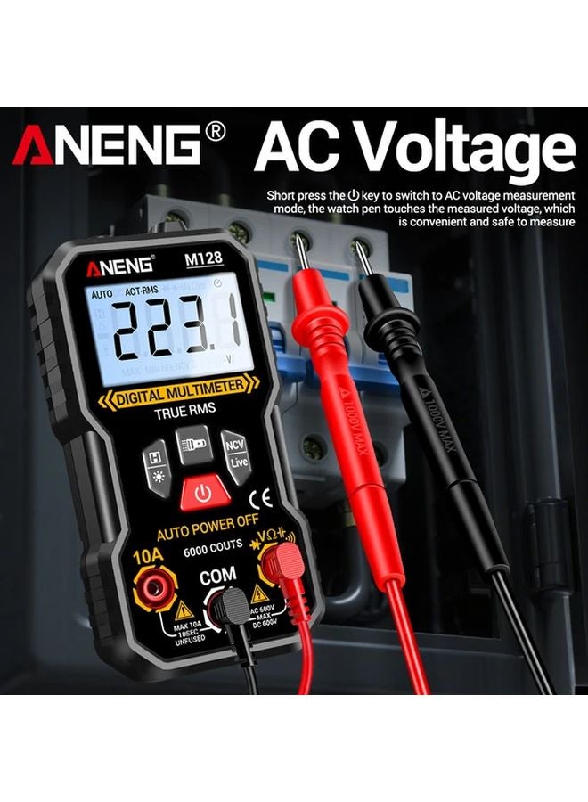 ANENG M128 Red 6000 Count Digital Multimeter AC DC Voltage Tester NCV LCD Backlit - Image 3