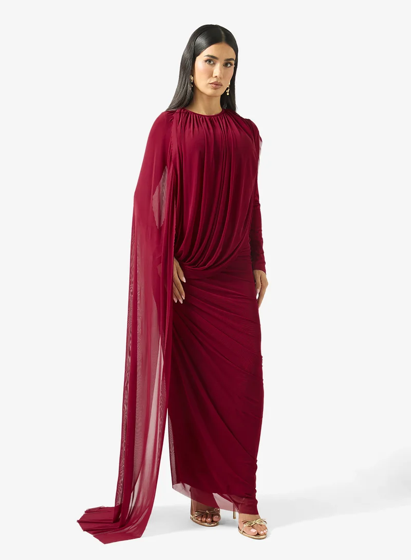 Ginger Draped Bodycon Dress with Scarf Detail