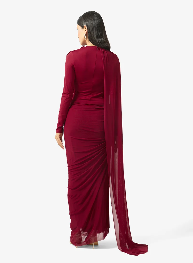 Ginger Draped Bodycon Dress with Scarf Detail
