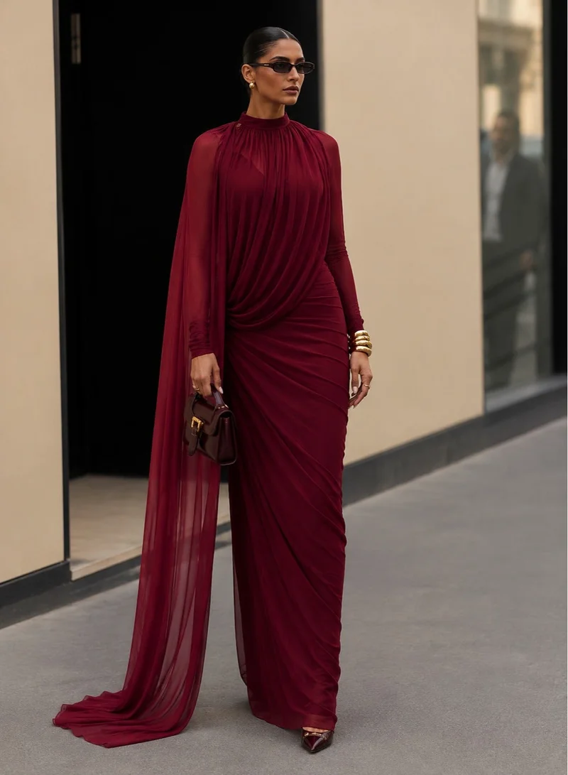 Ginger Draped Bodycon Dress with Scarf Detail