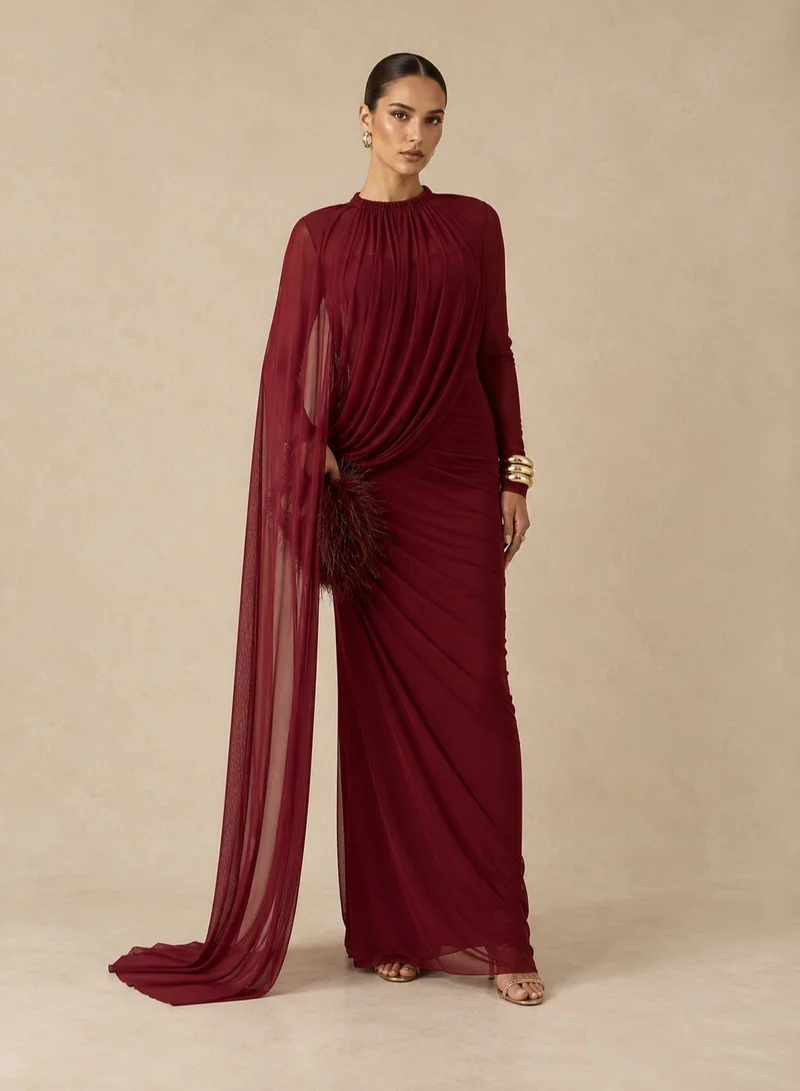 Ginger Draped Bodycon Dress with Scarf Detail