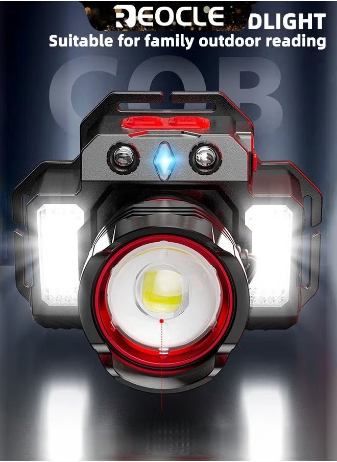 ريوكل مصباح أمامي 400-800 لومن بوظيفة الحث مع 3 أوضاع إضاءة قابلة للتعديل وشحن سريع عبر USB وزاوية قابلة للتعديل 90 درجة ومصباح أمامي LED مقاوم للماء للتخييم في الهواء الطلق وإصلاح السيارات - Image 3