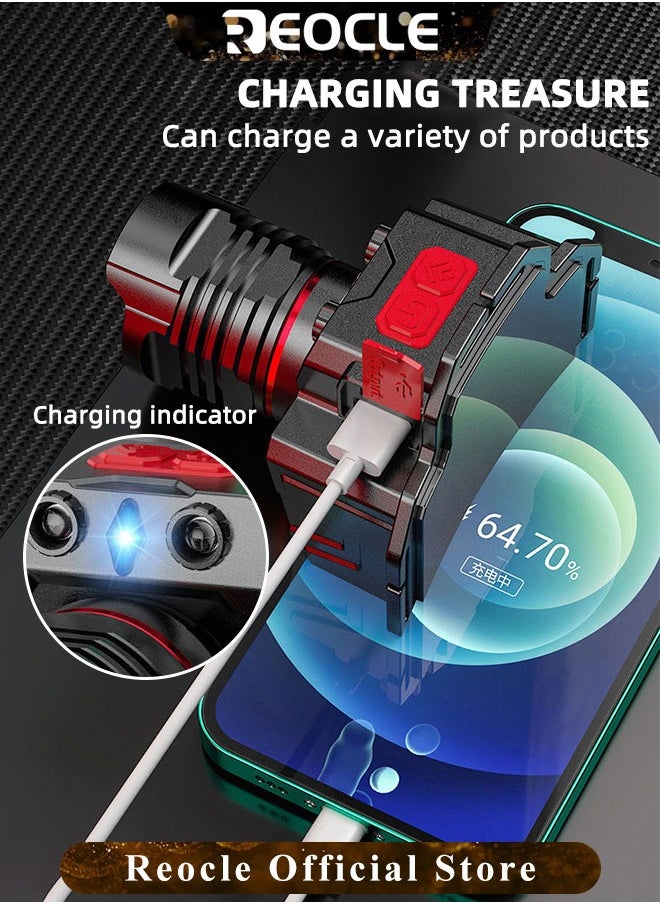 REOCLE - 400-800 LM Headlamp Induction Function with 3 Adjustable Light Modes & USB Fast Charging & 90°Angle Adjustable & Waterproof Zoom LED Headlight for Outdoor Camping Car Repair - Image 1