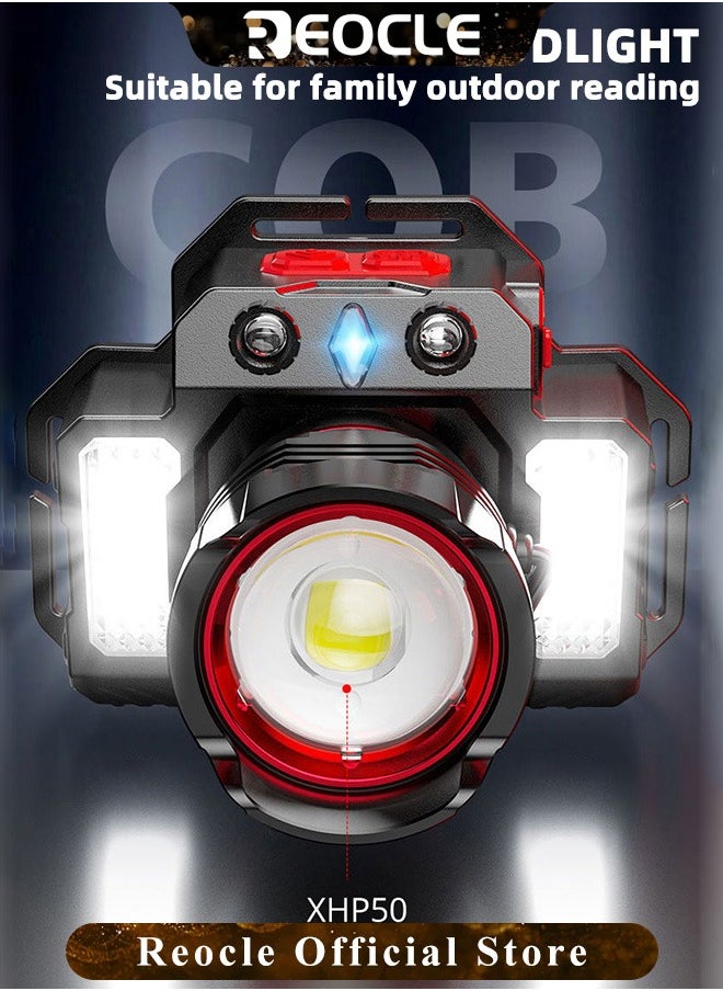 REOCLE - 400-800 LM Headlamp Induction Function with 3 Adjustable Light Modes & USB Fast Charging & 90°Angle Adjustable & Waterproof Zoom LED Headlight for Outdoor Camping Car Repair - Image 1