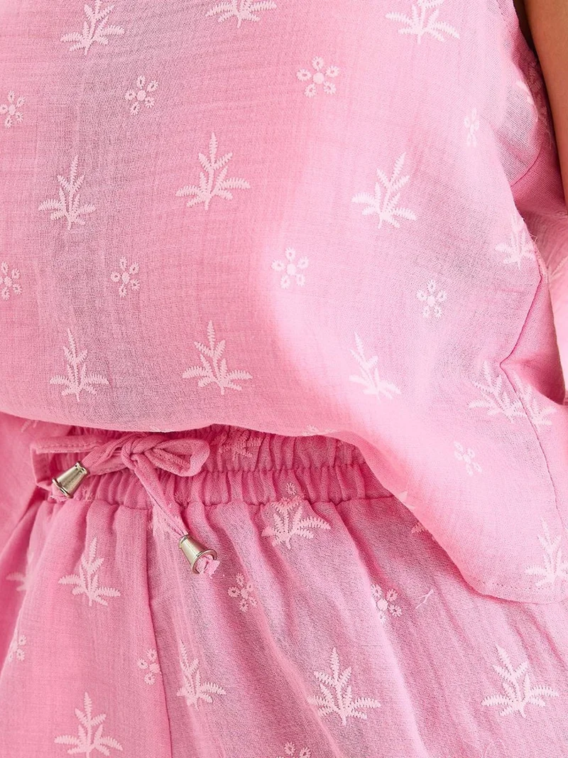 Bianco Lucci Bright Pink LUCCI Short High Waist Two-Piece Coord Set with Button Closure for Women | Best Price UAE