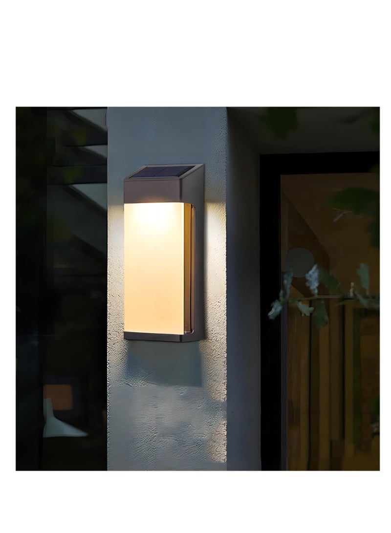 Zikra أضواء سياج شمسية، مقاومة للماء في الهواء الطلق، أضواء شمسية حديثة للمدخل، تركيبات أضواء أمان شمسية للجدران، أضواء للحديقة والفناء الخارجي، أبيض دافئ، تركيبات جدارية للمنزل أمام الباب والمرآب - Image 1