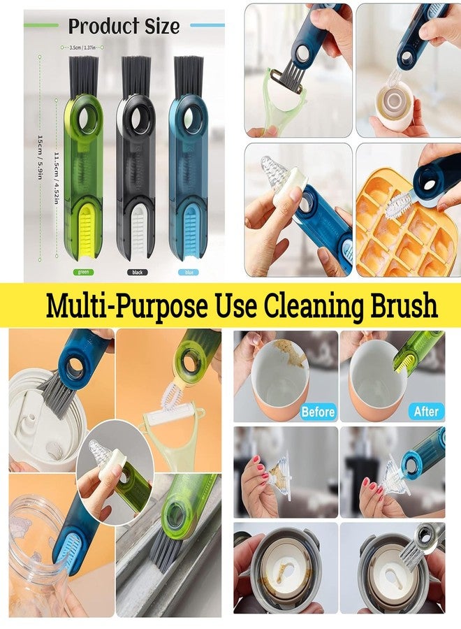 SARTHU 1Pcs 3-in-1 Multifunctional Bottle, Cap, Cup, Windows, Grooves, Lids & Gaps Cleaning Brush | 2Pcs Silicone Bottle Cleaning Brush, Long Handle for Baby Bottles, Hydro Flask, Sports Bottles - Image 2