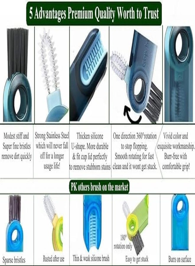 SARTHU 1Pcs 3-in-1 Multifunctional Bottle, Cap, Cup, Windows, Grooves, Lids & Gaps Cleaning Brush | 2Pcs Silicone Bottle Cleaning Brush, Long Handle for Baby Bottles, Hydro Flask, Sports Bottles - Image 4