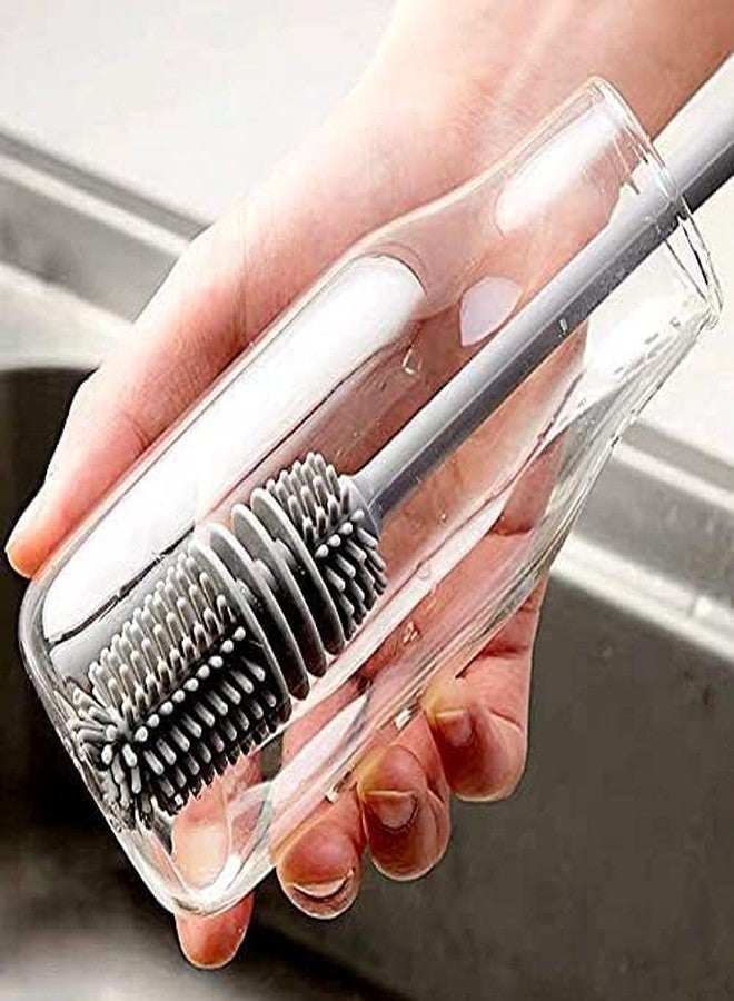 SARTHU 1Pcs 3-in-1 Multifunctional Bottle, Cap, Cup, Windows, Grooves, Lids & Gaps Cleaning Brush | 2Pcs Silicone Bottle Cleaning Brush, Long Handle for Baby Bottles, Hydro Flask, Sports Bottles - Image 5