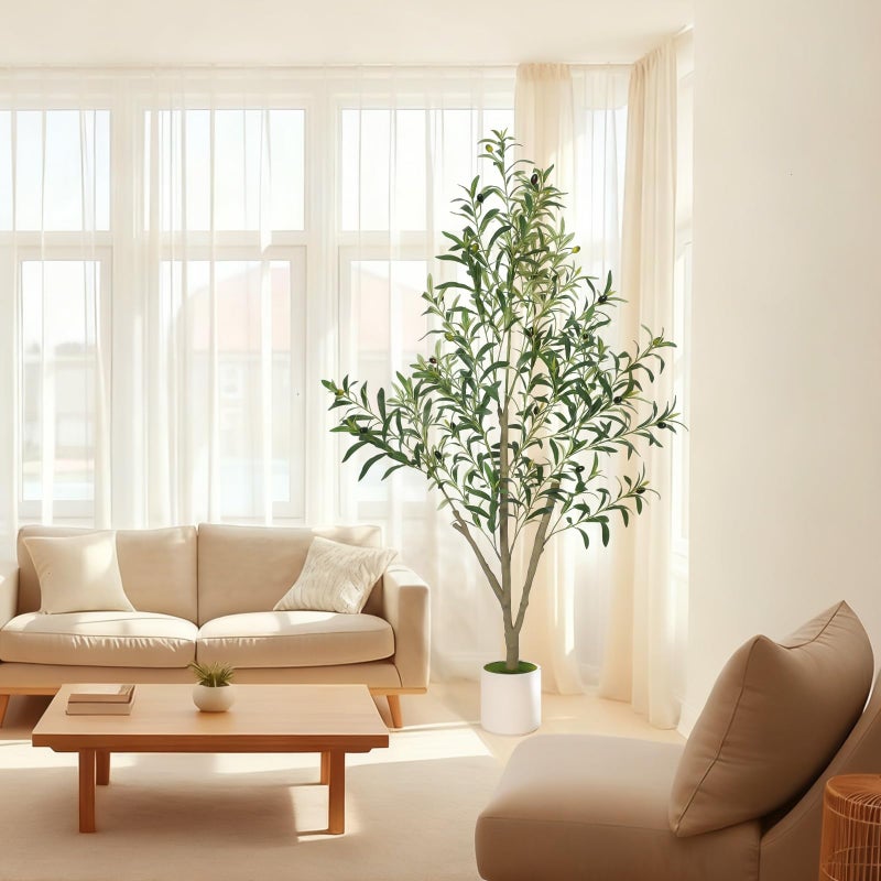 Timoo Olive Trees Artificial Indoor 5 FT Tall Fake Olive Tree with White Planter, Artificial Plants Indoor Faux Tree with Realistic Leaves and Lifelike Fruits, Fake Plant for Home Office Decor - Image 5