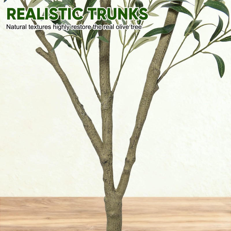 Timoo Olive Trees Artificial Indoor 5 FT Tall Fake Olive Tree with White Planter, Artificial Plants Indoor Faux Tree with Realistic Leaves and Lifelike Fruits, Fake Plant for Home Office Decor - Image 4