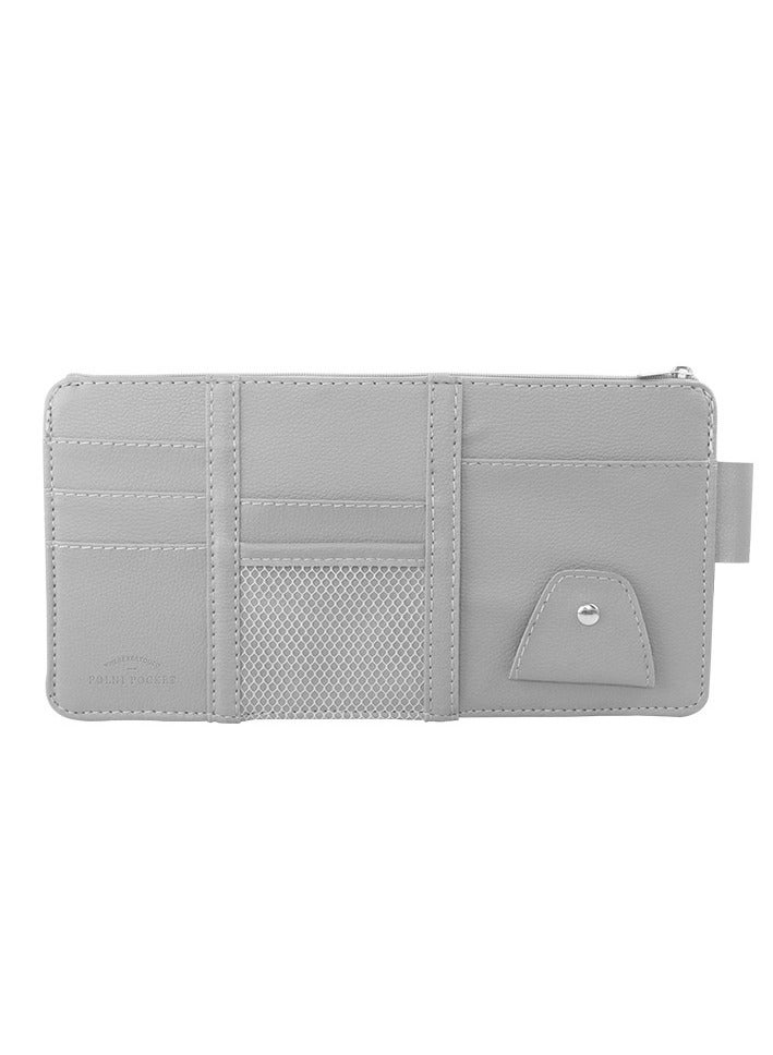 Generic Car Visor Card Clip Organizer - Glasses Clip, Ticket Holder, Document Storage - Interior Accessories for Car Sun Visor(Gray)  - Image 1