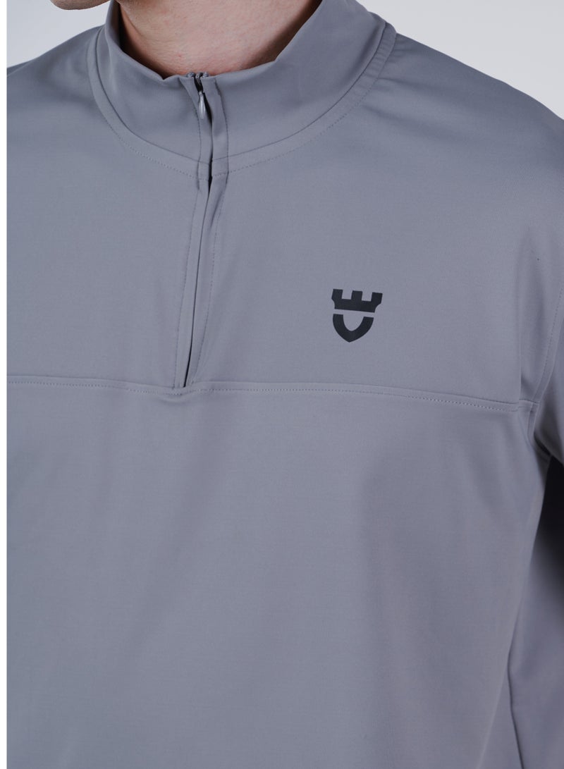 جينرلس تيشيرت رجالي بأكمام قصيرة بسحّاب ربع – رمادي إسباني - Image 5