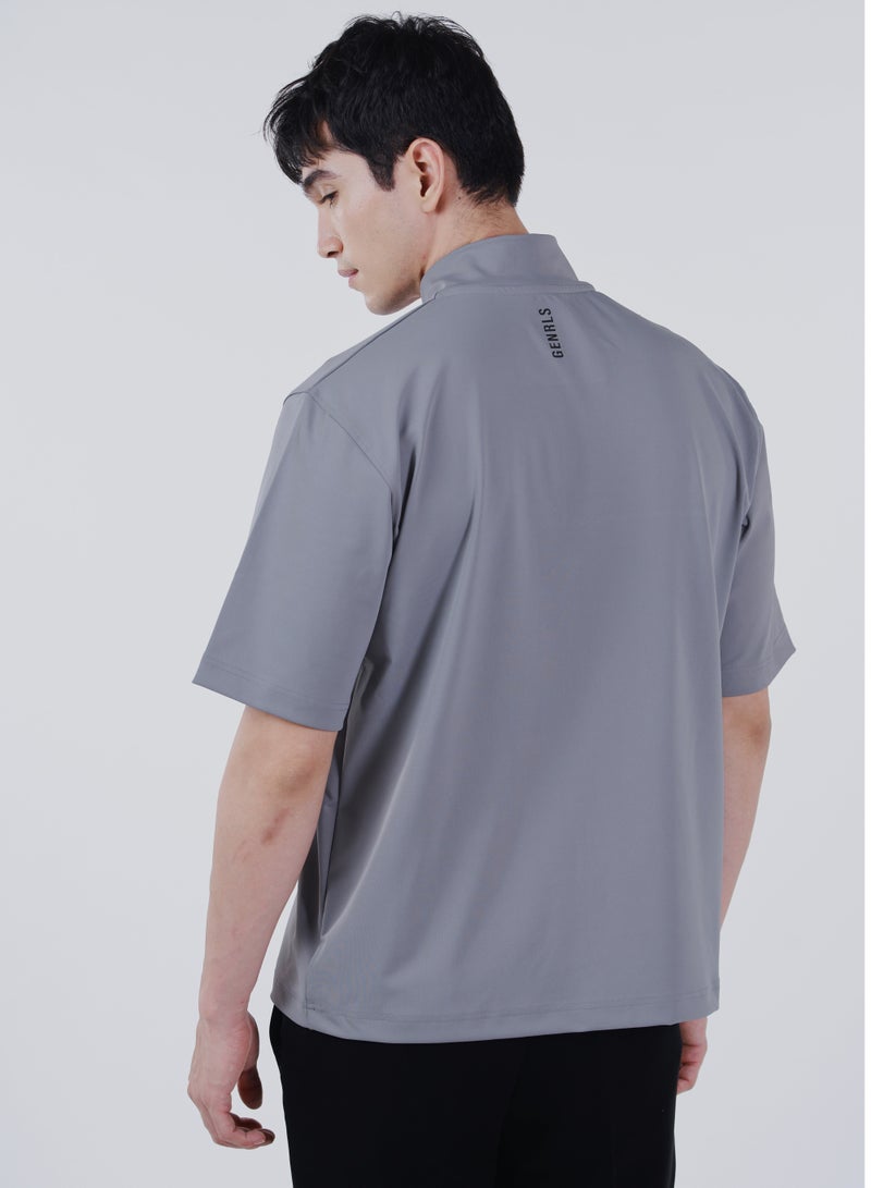 جينرلس تيشيرت رجالي بأكمام قصيرة بسحّاب ربع – رمادي إسباني - Image 2