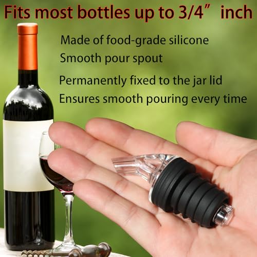 ziHenryDa Olive Oil Pour Spout for Olive Oil Dispenser，for big-small bottle olive oil dispenser spout。Leak-Proof,4-piece Large small + 8 Black Lid Caps - Image 3