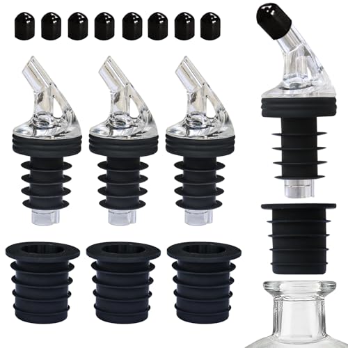 ziHenryDa Olive Oil Pour Spout for Olive Oil Dispenser，for big-small bottle olive oil dispenser spout。Leak-Proof,4-piece Large small + 8 Black Lid Caps - Image 1
