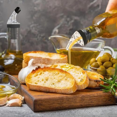 ziHenryDa Olive Oil Pour Spout for Olive Oil Dispenser，for big-small bottle olive oil dispenser spout。Leak-Proof,4-piece Large small + 8 Black Lid Caps - Image 2