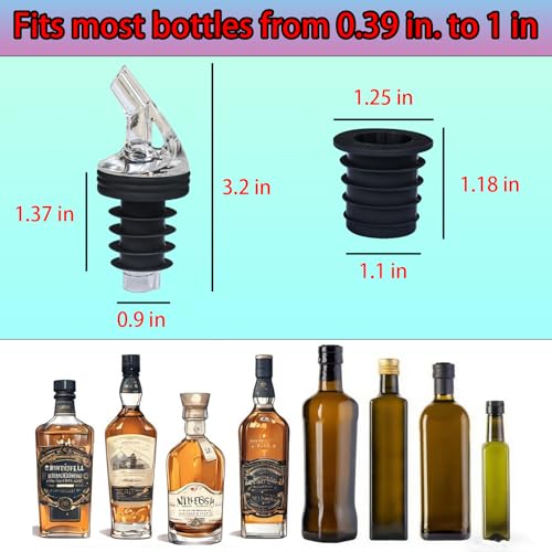 ziHenryDa Olive Oil Pour Spout for Olive Oil Dispenser，for big-small bottle olive oil dispenser spout。Leak-Proof,4-piece Large small + 8 Black Lid Caps - Image 5