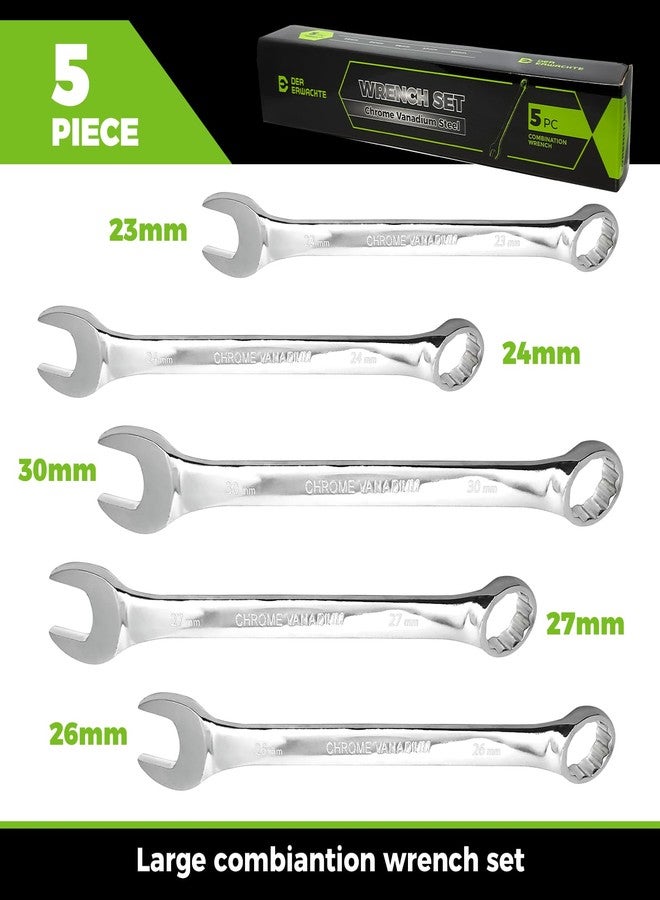 Der Erwachte Large Wrench Set with Rolling Pouch, Metric, 5-Piece, 23mm, 24mm, 26mm, 27mm, 30mm, 12 Point, Chrome Vanadium Steel - Image 2