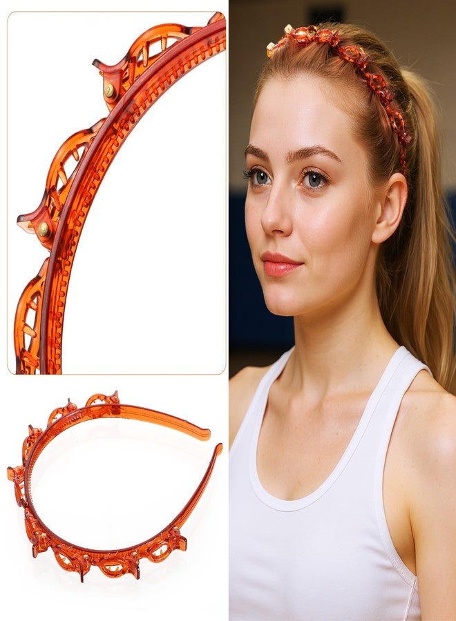 Hpmjz 4 Pcs Headband with Clips Bangs Hairstyle Hairpin Headband Professional Weave Bangs Hairstyle Halloween Hairpin Clip Headbands Fashion Bang Clip Toothed Headbands Braid Tool for Women Christmas - Image 4