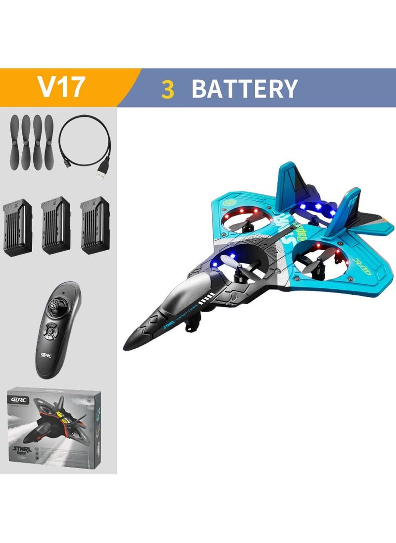 AROAQ V17 RC Plane Airplane Remote Controlled Aircraft 2.4GHz RC Aircraft with Remote Control with LED Light 2.4GHz Remote Control Airplane with 360° Spin  - Image 1