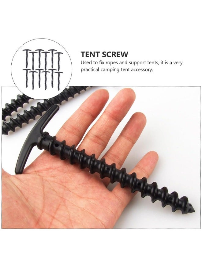 Sweet Life - 10 PCS Tents Stakes 5.7 Inch Spiral Ground Anchor Lightweight Tent Pegs for Canopies Tarps Camping Backpaking Landscaping Securing Dogs Pets Outdoor Black - Image 1