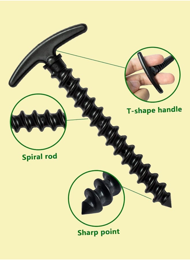 Sweet Life - 10 PCS Tents Stakes 5.7 Inch Spiral Ground Anchor Lightweight Tent Pegs for Canopies Tarps Camping Backpaking Landscaping Securing Dogs Pets Outdoor Black - Image 1
