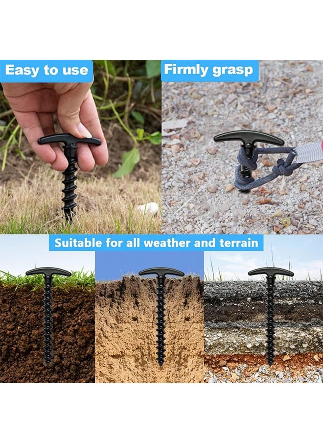 Sweet Life - 10 PCS Tents Stakes 5.7 Inch Spiral Ground Anchor Lightweight Tent Pegs for Canopies Tarps Camping Backpaking Landscaping Securing Dogs Pets Outdoor Black - Image 1