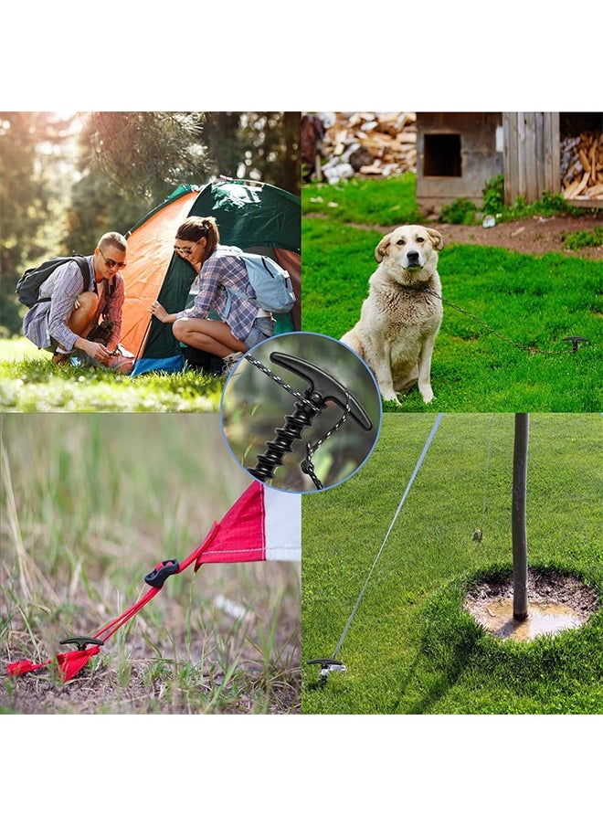 Sweet Life - 10 PCS Tents Stakes 5.7 Inch Spiral Ground Anchor Lightweight Tent Pegs for Canopies Tarps Camping Backpaking Landscaping Securing Dogs Pets Outdoor Black - Image 1