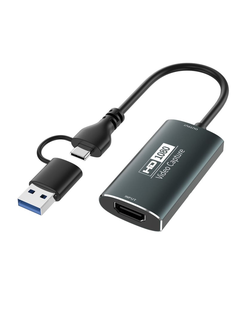 Naxifly Video capture card, 2-in-1 [Type C + USB A] HDMI to USB-C capture card adapter for NS X-box screen extender game live stream recorder (TikTok YouTube), compatible with Windows and MacOS. - Image 1
