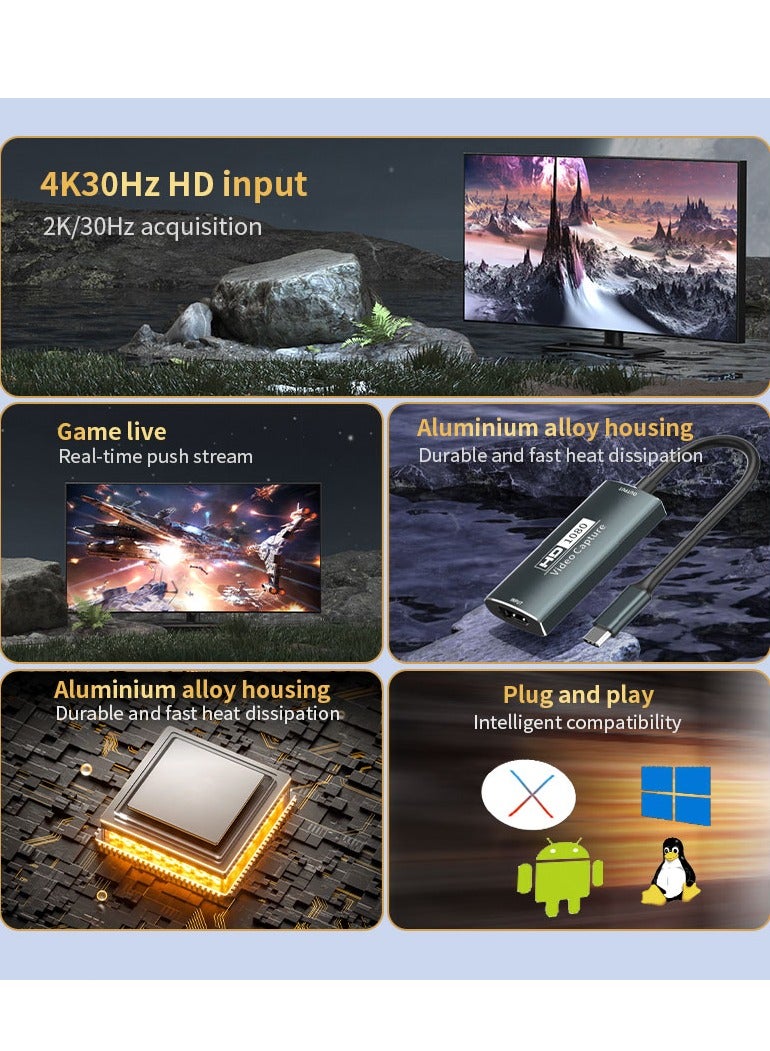 Naxifly Video capture card, 2-in-1 [Type C + USB A] HDMI to USB-C capture card adapter for NS X-box screen extender game live stream recorder (TikTok YouTube), compatible with Windows and MacOS. - Image 3