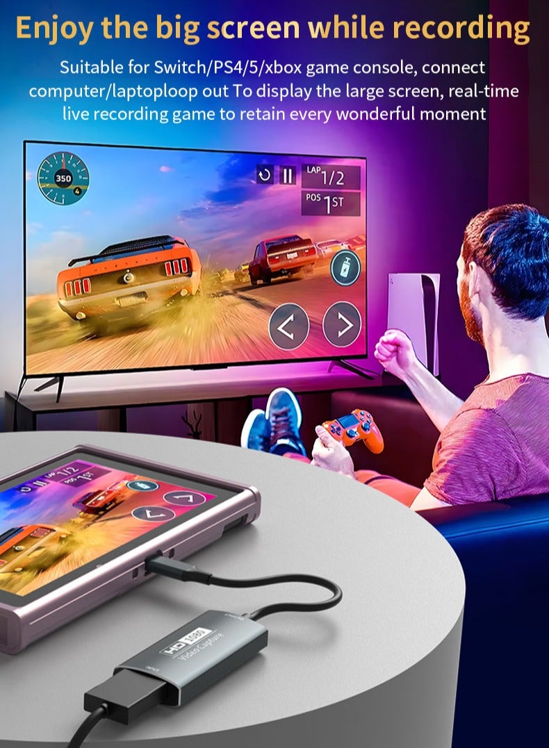 Naxifly Video capture card, 2-in-1 [Type C + USB A] HDMI to USB-C capture card adapter for NS X-box screen extender game live stream recorder (TikTok YouTube), compatible with Windows and MacOS. - Image 4