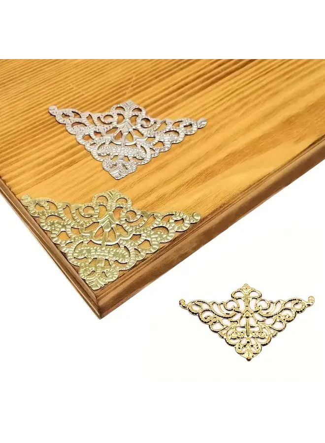 Yellow Metal Lace Corner Protectors Vintage DIY Notebook Decoration Scrapbooking Supplies - Image 2
