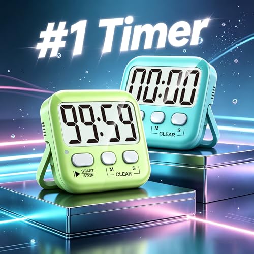 Antonki 2 Pack Digital Timer for Kids, Magnetic Countdown Kitchen Timers for Cooking, Egg, Classroom, Teacher, Exercise, Study, Oven - Battery Included - Image 2