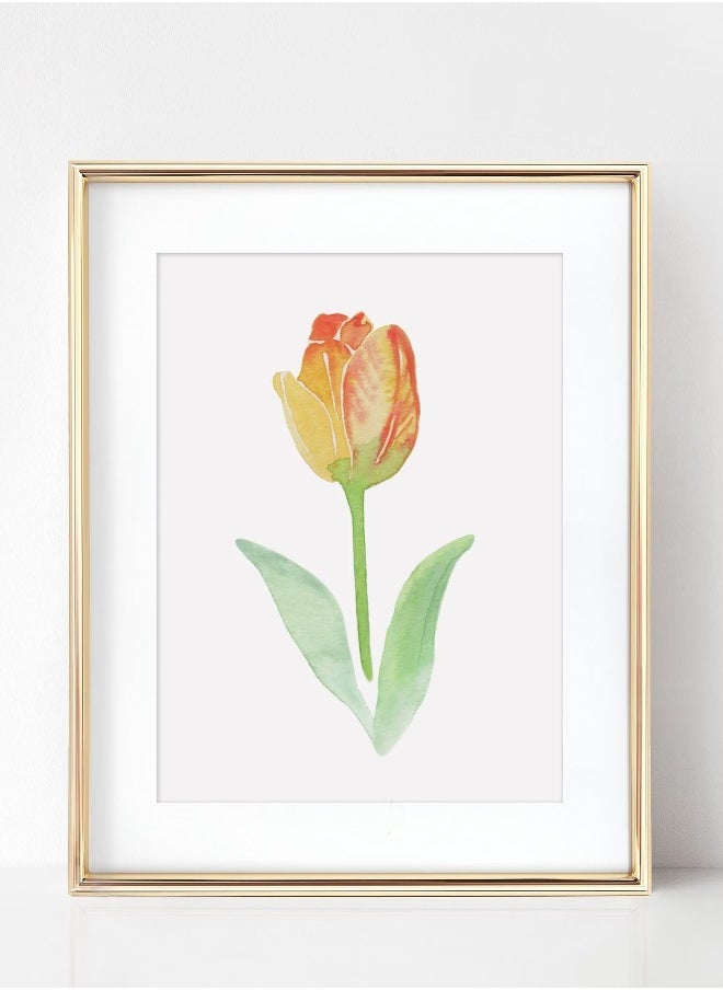 Generic - Watercolor Tulip Printable Art Instant Digital Download flower art watercolor floral orange flower painting tulip art nursery flower print - Image 1