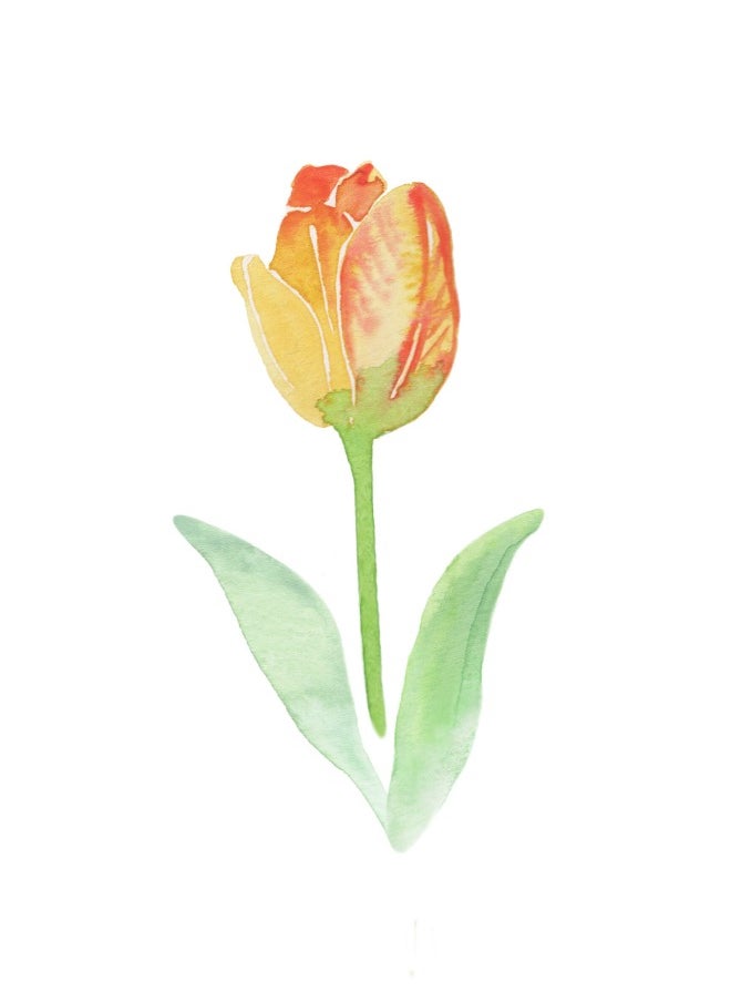Generic - Watercolor Tulip Printable Art Instant Digital Download flower art watercolor floral orange flower painting tulip art nursery flower print - Image 1