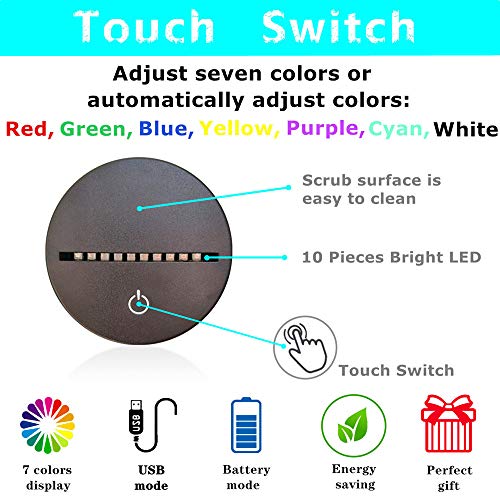 i-CHONY Cat Gift Night Light for Kids,Auto 7 Colors Changing Anime Table Lamp,3D Illusion Bedside Lamp,Cute Cat Gifts for Women Teens Boys Girls Birthday Christmas Gifts - Image 4