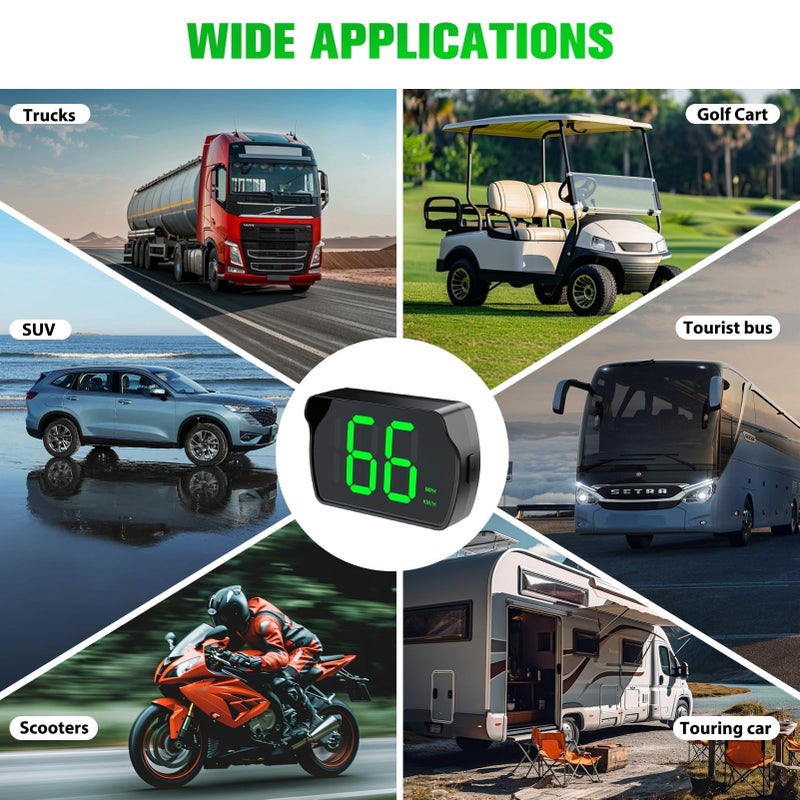 GUGUMO GPS Digital Speedometer for Car, Universal HUD Speed Meter with Large LED Display, Plug and Play Speed Display for Drivers Golf Cart Truck SUV and All Vehicles - Image 2