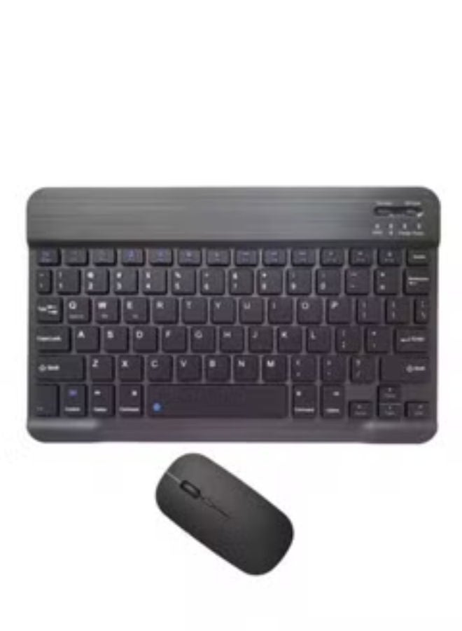 Rechargeable Bluetooth Keyboard And Mouse Combo Ultra-Slim Portable Compact Set For Android Windows Tablet Cell Phone IPhone IPad Pro Air Mini OS IOS 13 And Above Black