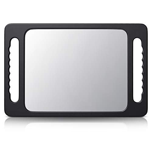 TASALON Unbreakable Hand Mirror with Double Handle - Large Handheld Barber Design for Hair and Beauty Salon - Durable Hand Held for Barbershop - Lightweight Haircut Mirror with Double Handgrip - Image 1