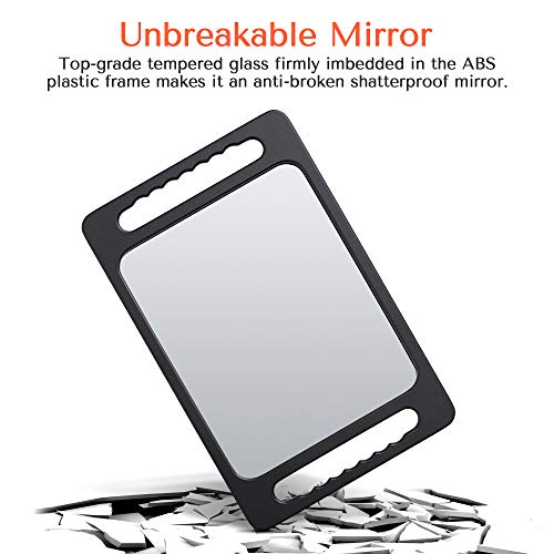 TASALON Unbreakable Hand Mirror with Double Handle - Large Handheld Barber Design for Hair and Beauty Salon - Durable Hand Held for Barbershop - Lightweight Haircut Mirror with Double Handgrip - Image 5