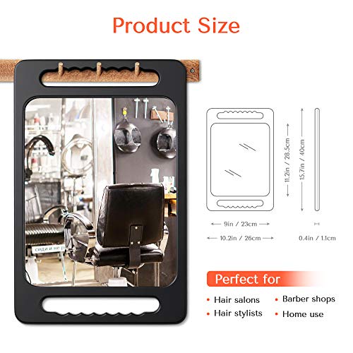 TASALON Unbreakable Hand Mirror with Double Handle - Large Handheld Barber Design for Hair and Beauty Salon - Durable Hand Held for Barbershop - Lightweight Haircut Mirror with Double Handgrip - Image 3
