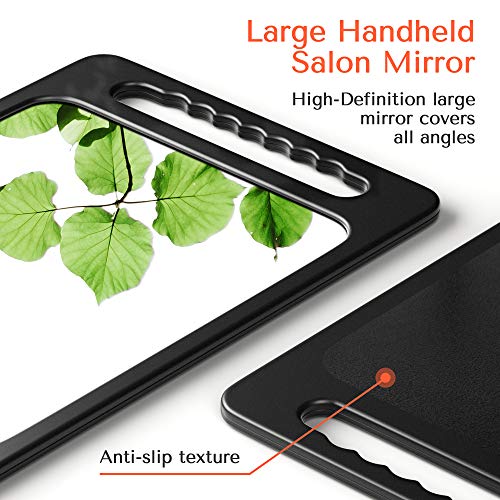 TASALON Unbreakable Hand Mirror with Double Handle - Large Handheld Barber Design for Hair and Beauty Salon - Durable Hand Held for Barbershop - Lightweight Haircut Mirror with Double Handgrip - Image 4