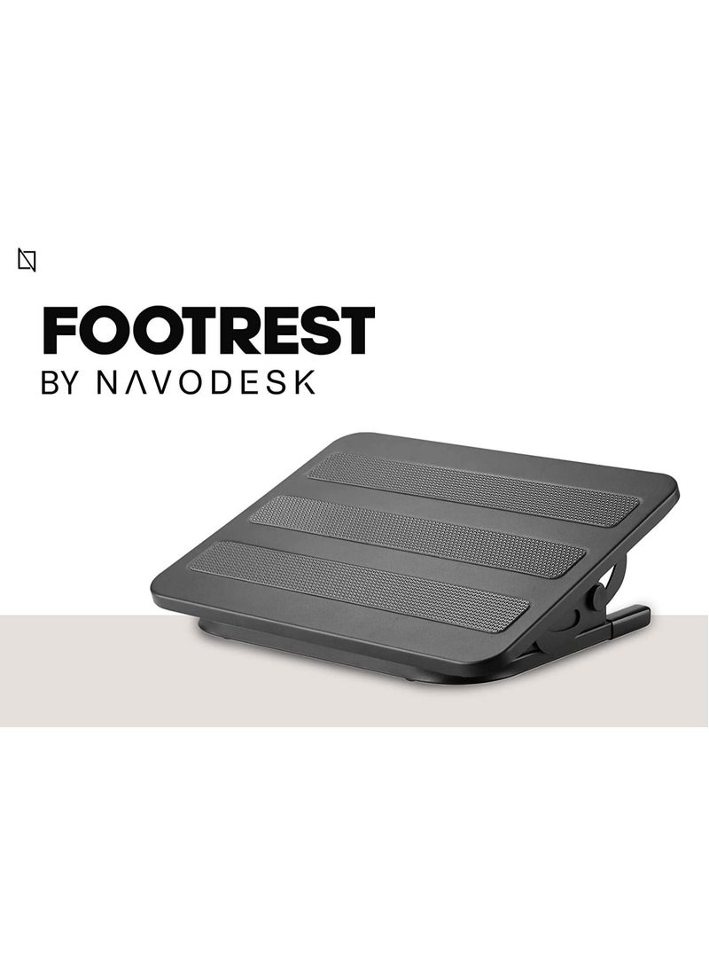 Navodesk Premium Ergonomic Footrest with Tilt Function & Non-Skid Surface (Black)